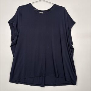 Athleta Shirt Womens 2X Blue Short Sleeve Relaxed Fit Modal Stretch Top Athletic